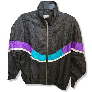 Vintage 90s Crossroads windbreaker jacket Color-Block black size M diamond shape